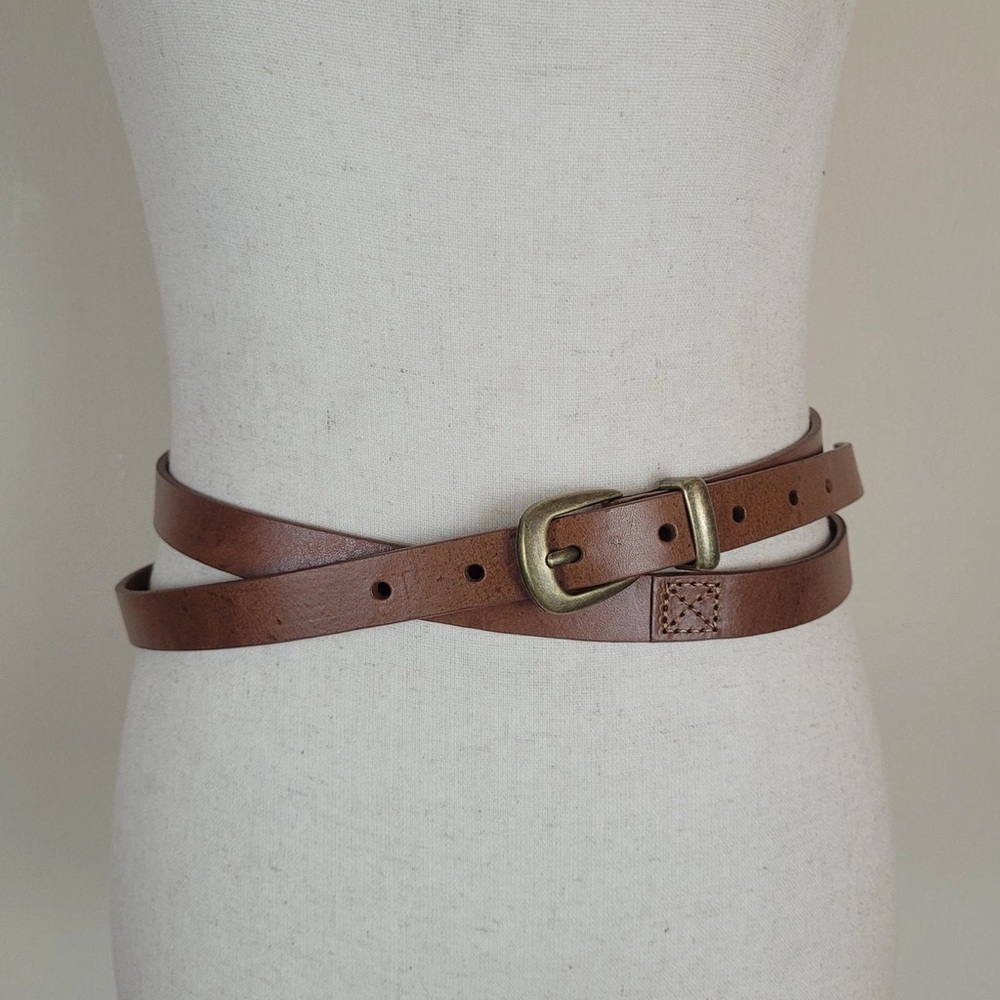 NWT Banana Republic Double-Wrap Leather Belt Brass-Tone Buckle Women’s Medium